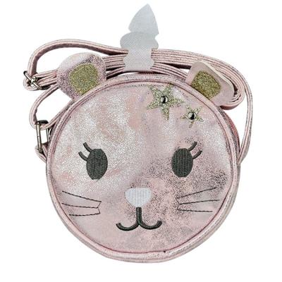 China Fashionable Kitten Single-shoulder Small Casual Cartoon Mobile Phone Clips Round Handbags for sale