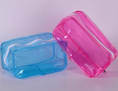 Cina borsa cosmetica EN71 di trucco trasparente della chiusura lampo del sacchetto di plastica del PVC di 0.3mm SMETA in vendita