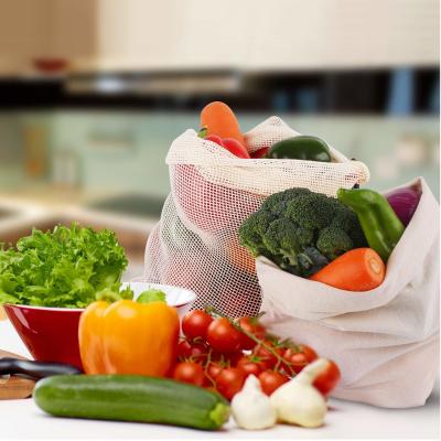 China Biologisch abbaubare Zugschnur-Taschen wiederverwendbarer Mesh Produce Bags BRC der Biobaumwolle-ISO9006 zu verkaufen