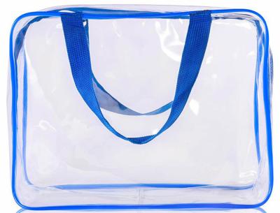 China Sackt ISO9001 Reißverschluss zugemachtes Geschenk EN71 klare kosmetische Reise-Plastiktasche 0.3mm ein zu verkaufen