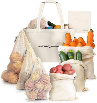 China Biobaumwolle-Zugschnur-Taschen wiederverwendbarer Mesh Produce Bags SGS-ISO9000 40cm zu verkaufen