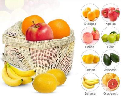 China BSCI RPET 25cm de Organische Katoenen Zakken Mesh Vegetable Bags van Drawstring Te koop