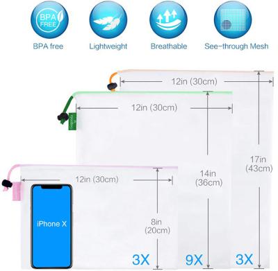 China HAUSTIER RPET BSCI Nylon-Mesh Drawstring Bags SMETA für Obst und Gemüse zu verkaufen