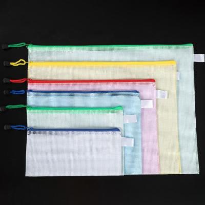 China Polyester Office School Stationery Document Mesh Bag Paper Protector Zipper Folder for sale