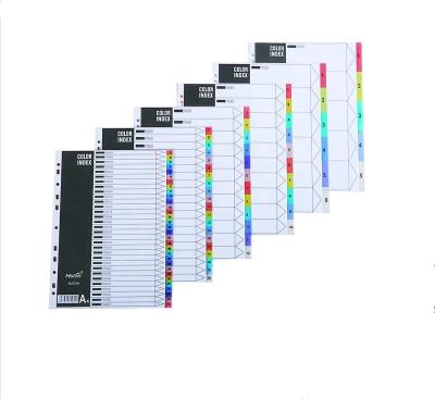 China Eco-friendly Wholesale A4 File 5/6/10/12/20/21/31 Pages 11 Hole PP Index Divider With Number And Without Number for sale