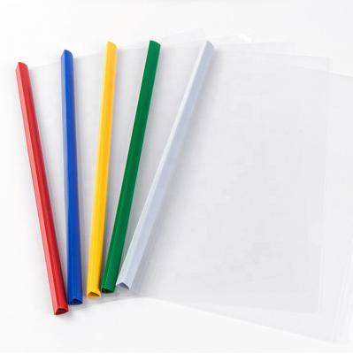 China Eco - Friendly Transparent A4 PP Report Book Cover Document File Folders With Colorful Sliding Bar for sale