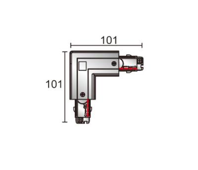 China Modern 4 Wires 3 Circles L Track Main Connector Right Angle Connection Materials PC UL94V0+Stainless Steel 230V 16A Max for sale