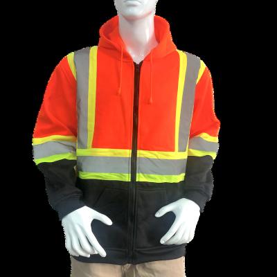 China High visibility reflective High Visibility Reflective Safety Softshell Hoodie Sweatshirt for Men Traffic Warmer Security Workwear Uniform for sale