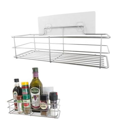 China Kitchen Wall Stick Stainless Steel Condiment Rack Viable Storage Racks And Holders for sale