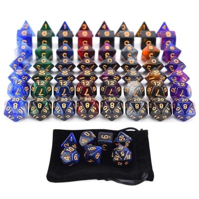 China Twinkle Acrylic Starry Spark DND Cosmic Mixed Polyhedral Sky Two Color Dies For RPG MTG Table Game Die Cut With Pocket for sale