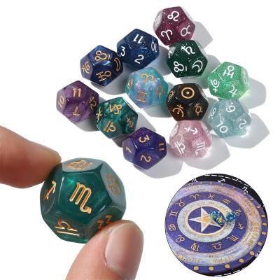 China 3Pcs Acrylic Dies Acrylic 12 Cubes Astrology Zodiac Signs Creative Dies For Constellation Divination Toys Board Game for sale