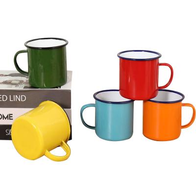 China Sustainable 8 cm enamel mug camping cup metal steel for sale