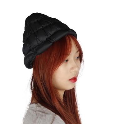 China Waterproof Hottest Selling Windproof Polyester Fiber Black Down Cap for sale