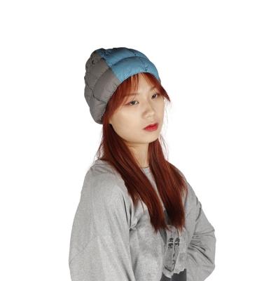 China Waterproof Hottest Selling Winter To Keep Warm Gray And Blue Color Matching Stocking Hat for sale