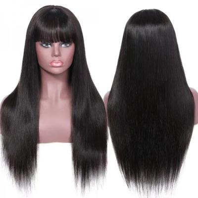 China Curl Beauty Curly Transparent 13*4 Lace Wig Forever With Bangs Hair Wig, Kendras Boutique Hair Vendor, Bangs Hair Straight Wigs for sale