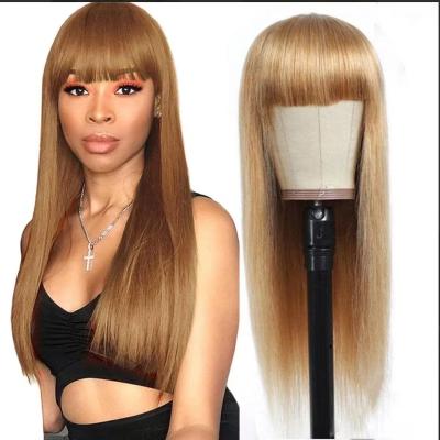 China Other Bangs Hair Good Quality Machine Made Wig, Long Straight Hair Wig With Bangs, Virgin Straight Frontal Wig for sale