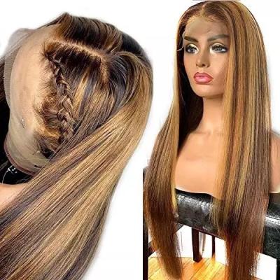 China Hot Selling 100% Virgin Human Hair Straight Human Hair Color Piano Body Wave Bone Ombre Lace Frontal Wig For 13*4 Lace Hair Wig for sale