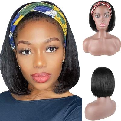 China Body Wave Good Quality Short Machine Headband Hair Wig,Virgin Transparent Bob Wigs Curly Straight,13*4 Full Lace Bob Wig Short for sale