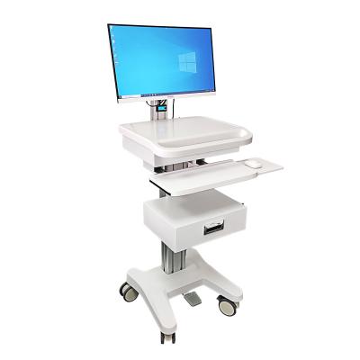 China Chinese Medical Laptop Trolley Computer Workstation Hospital Trolley With Drawer for sale