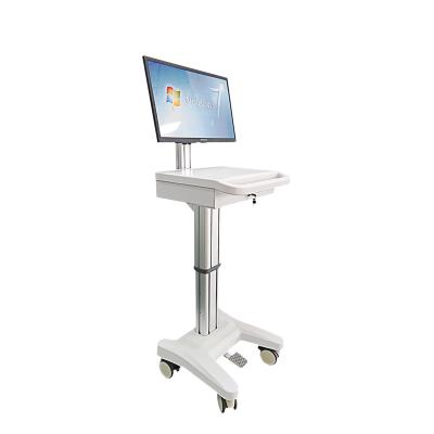 China Chinese Height Adjustable Computer Trolley With Monitor Mount Medical Trolley for sale