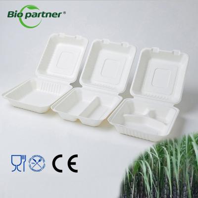 China Customized Size Food Package Clamshell Large Box Disposable Bagasse Sugarcane Lunch Box for sale