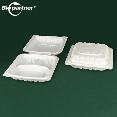 China Take Away Corn Starch Clamshell Food Container Disposable Take Out MFPP Clamshell for sale