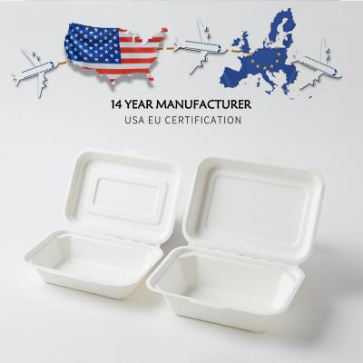 China Biopartner Compostable Bagasse Package de alimentos de 6 pulgadas caja desechable para llevar en venta