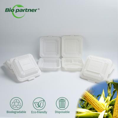 China Food Fruit Packaging Corn Starch Compartment Lunch Box for Takeaway Burger Restaurant à venda