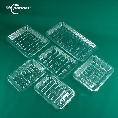 中国 Disposable Rectangle PET Meat Tray for Customized Shape Meat and Fruit Packaging 販売のため