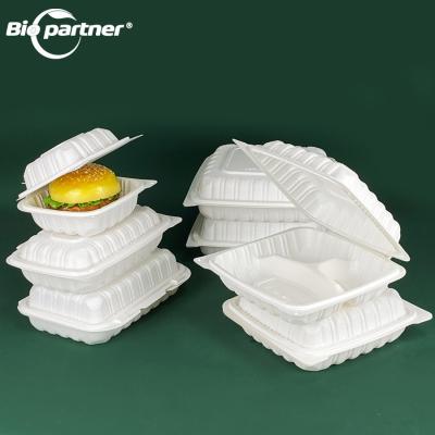 China Convenient White Clamshell Box for Takeout Food 15.5*15.5*4cm Eco-Friendly and Glossy en venta