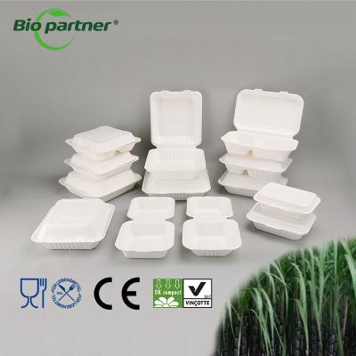 Китай 100% Environment-friendly Disposable Sugarcane Hinged Food Containers for Take Away продается