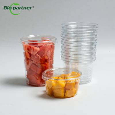 China Embalaje de frutas y verduras pre-cortadas para llevar en un recipiente de deli con tapa para taza de Biopartner en venta