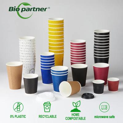 中国 Disposable Eco Friendly WITH LID Biodegradable Water Based Paper Cup for Hot Coffee 販売のため