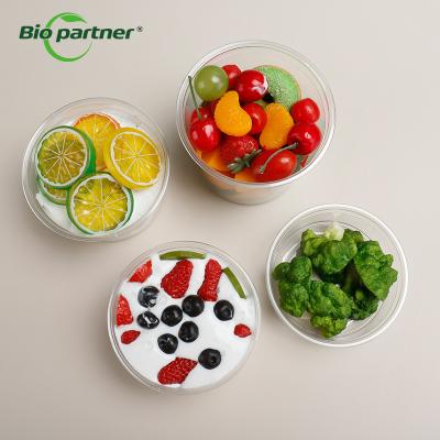 China Takeaway Plastic Frozen Yogurt Parfait Cups with Flat Lids and Custom Printing Logo for sale