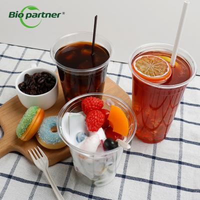 China Party Occasion Customized Lid PET PP PLA Clear Milk Tea Cups Disposable To Go Plastic Cup With Lid en venta