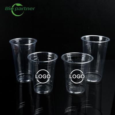 China 9/10/12/16/20/24/32oz Capacity Custom Logo Printed PP Clear Cold Drinking Takeaway Cups zu verkaufen