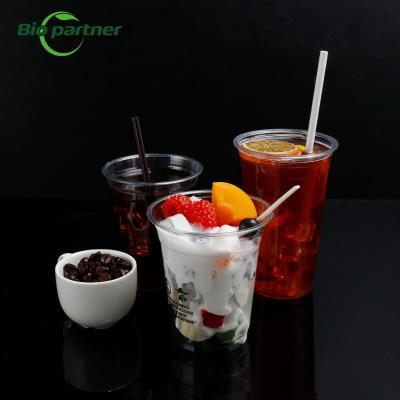 China Clear Pet Plastic Takeaway Coffee Boba Tea Parfait Cups with Degradable PLA and Lid zu verkaufen