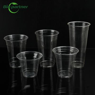 中国 Clear PLA Plastic Cup for Disposable Drinking Coffee Milk Tea in Customized Size 販売のため