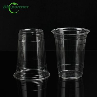 China Capa personalizada de grado alimenticio compostable transparente plástico desechable PLA copas de bebida fría en venta