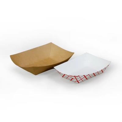 中国 Custom Print Paper Food Boat Tray Disposable French Fires Boat Container for Hot Soup 販売のため