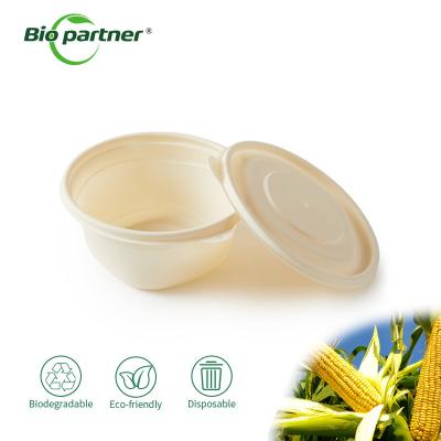 China Eco-friendly Natural Color Plastic Cornstarch Bowl for Take Away Lunch Food Container for sale