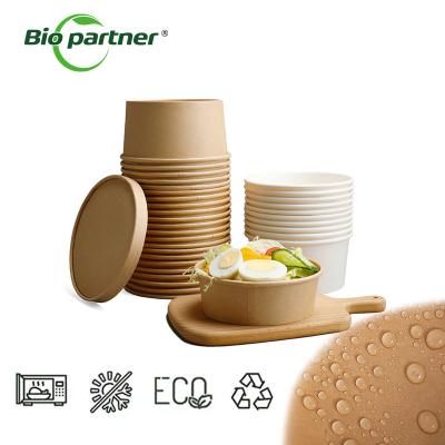 China Production Take Away Salad Bowl Disposable Paper Kraft Paper To Go Hot Food Container zu verkaufen