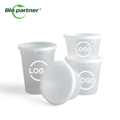 China Customized Logo Food Storage Package Freezer Pet Disposable Portion Plastic Salad Cup Deli Containers With Lids for sale