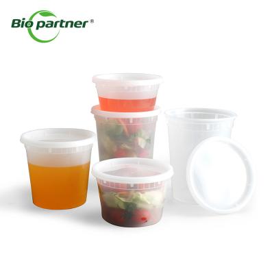 China Food Round Plastic Disposable Food Storage Container 8oz/16 oz with Lid Microwavable Safe for sale