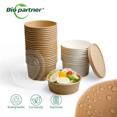 Cina 16oz Kraft Cardboard Hot Food Salad Soup Paper Bowl WITH LID for Take Away Salad Bowl in vendita