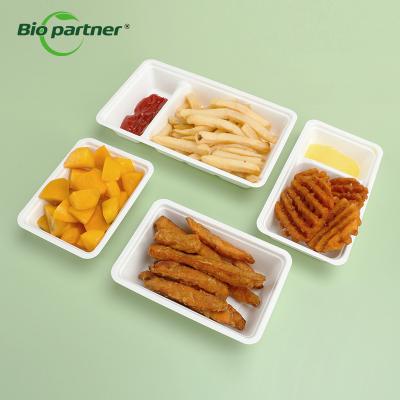 中国 Eco-Friendly Food Catering Bagasse Snack Box Tray for Fast Food Take Away 販売のため