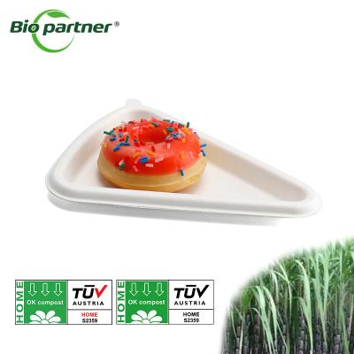 China Biopartner Tray Cake Serving Disposable Cake Plate for Sugarcane Bagasse Food on Fruit for sale