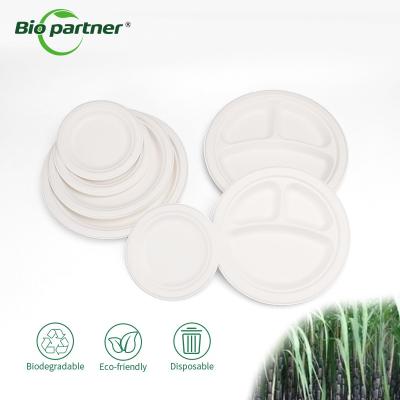 China Hotel Restaurant Home Production Sugar Cane Compostable Paper Plate Disposable Good en venta