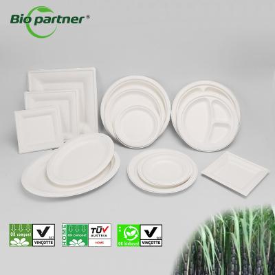 Китай Customized Size Disposable Tableware Compostable Food Container Sugarcane Tableware продается