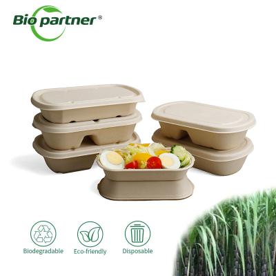 中国 2 Compartment Take Way Bento Meal Lunch Food Packaging Pulp Lunch Box for Commercial 販売のため